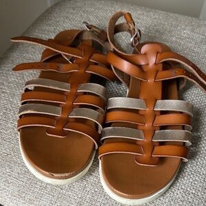 wonder nation Tan and Metallic Bronze Strappy Gladiator Sandals